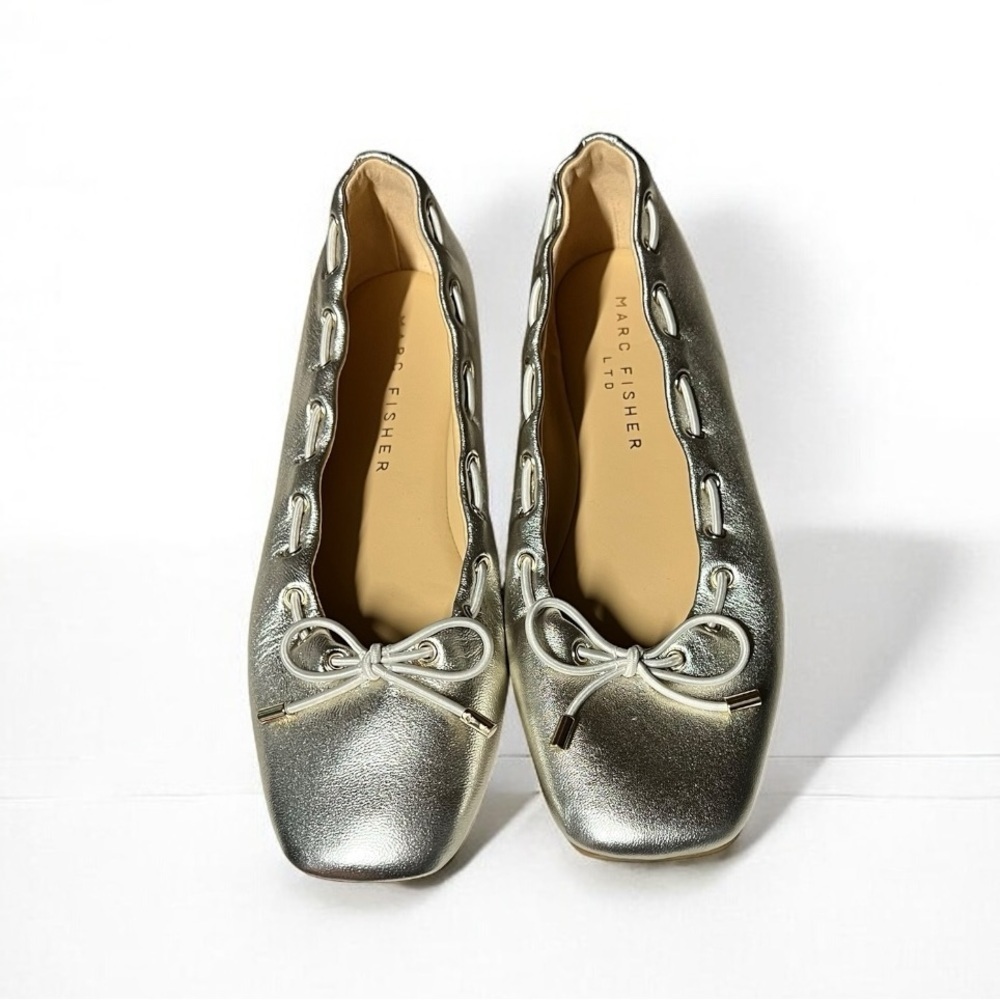 🌻NEW NWOT Marc Fisher Letizia Gold Ballet Flats Size 6.5